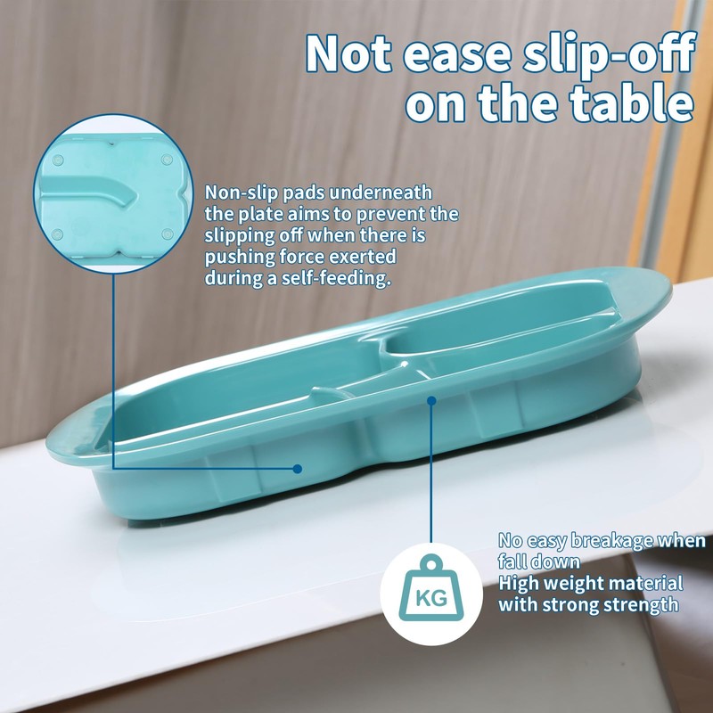 Ehucon Adaptive Utensils Plates with Extra Wall,Non-slip&Spill-proof Melamine Plate for