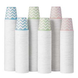 Tamone 600 Pack 3 oz Paper Cups, Small Bathroom Cups, Disposable Cups, Mini Paper Cups Wave Design, Pink Cups, Green Cups, Blue Cups, Mouthwash Cups for Party, Picnic, BBQ, Travel, Home and Event