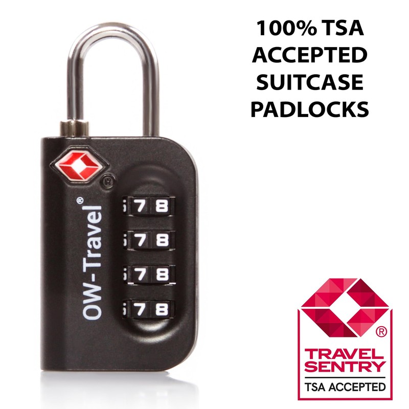 OW-Travel Luggage Locks TSA Approved (1 Pack Black) 4 Digit