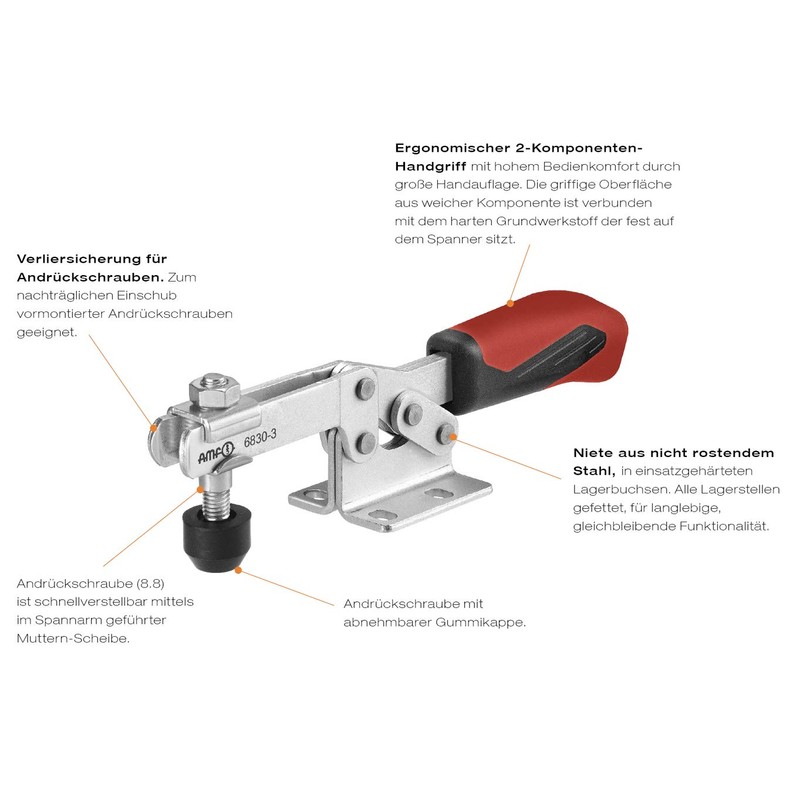 AMF 93005 0007639390000" 6830" Acting Toggle Clamp with Horizontal Base,