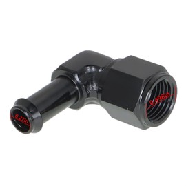 Silscvtt 90 Degree 6AN Female Hose End Fitting to 3/8 Inch Barb Male Adapter with Black Aluminum Alloy Hose Barb Fitting