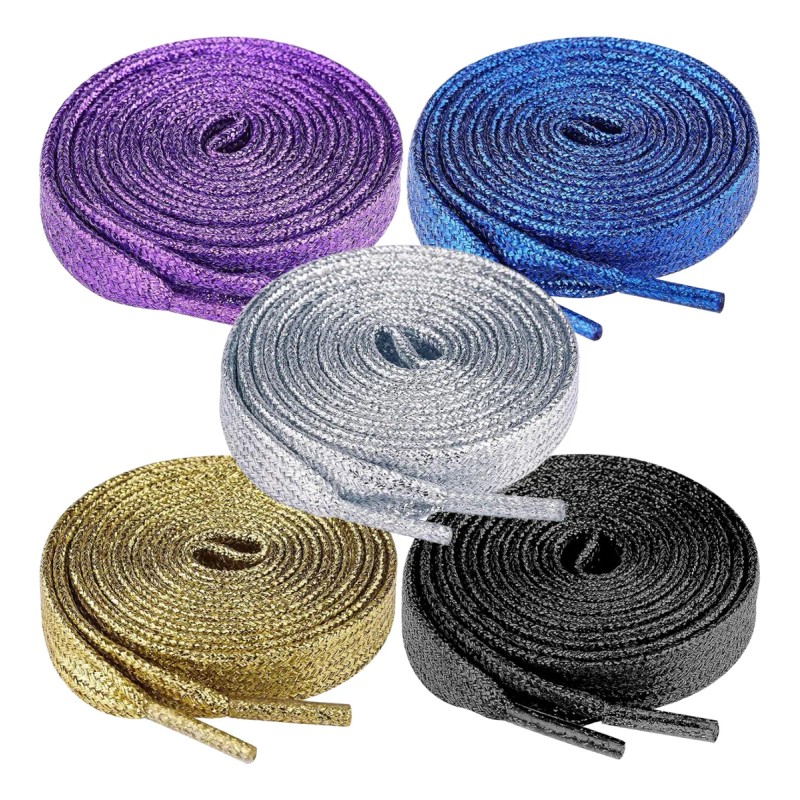 Agujetas Planas Glitter Cordones Zapato Tenis Brillo 5 Pares