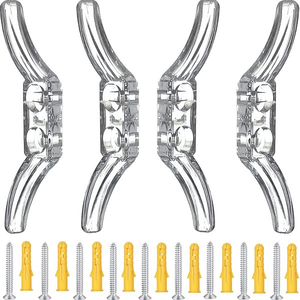 4pcs Clear Cord Cleat for Child Safety and 8pcs Screws for Drapery/Blinds Plastic Safety Rope Cleats Transparent Pull Cord Winders