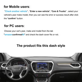 Dash Cover Mat Custom Fit for GMC Acadia w/o Head-up Display Dashboard Pad Cap Carpet Protector K277 (Black)