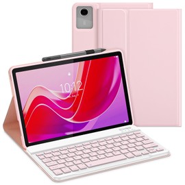 GOKOCO Funda con Teclado para Lenovo Tab M11 11" 2024, Teclado inalámbrico español y Funda Protectora para Lenovo Tab M11 11 Pulgadas,Rosa