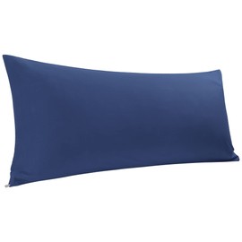 PiccoCasa Body Pillow Cover Egyptian Cotton Bolster Pillow Cases - 300 Thread Count Super Soft and Breathable Long Body Pillowcase with Zipper Closure Navy Blue 20"x60"/ 5ft