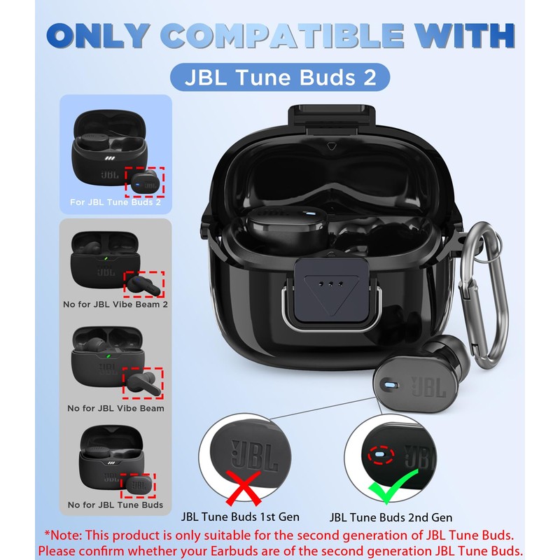 WADVCU[Upgrade Secure Lock] for JBL Tune Buds 2 Case Cover