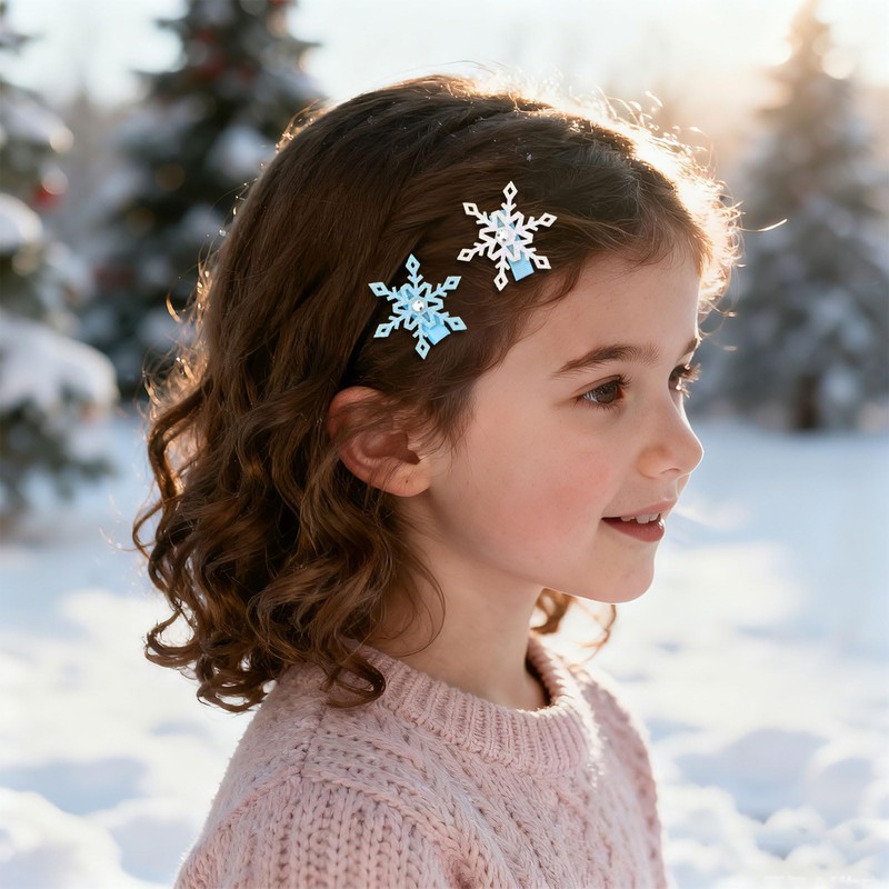 CIEHER 8 Pack Snowflake Hair Clips Snow Hairpins, Hallween Christmas