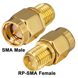 BOOBRIE 2PCS SMA Coaxial Connector SMA Male to RP SMA Female Antenna Cable Adapter SMA to RP-SMA RF Coax Adapter Coupler Converter for WiFi Antenna/Signal Booster/Repeaters/Radio/FPV Drone