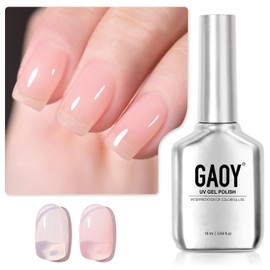 GAOY Pink Jelly Nude Gel Nail Polish, 16ml Sheer Translucent Soak Off Gel Polish, UV Light Cure for Nail Art DIY, 1643 Milky Pink