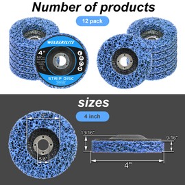 WelderElite 12-Pack Blue Paint Stripper Discs for Angle Grinder, 4" x 5/8" - Rust, Paint, and Oxide Removal for Metal and Wood