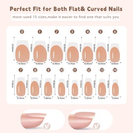 150pcs French Gel Nails - Maigitur Skin Tones White French Tip Press on Nails, Medium Coffin Nail Tips Nude, Soft Gel Nails Coffin False Nails in 15Sizes-Soak Off Acrylic Fake Nails Extensions…