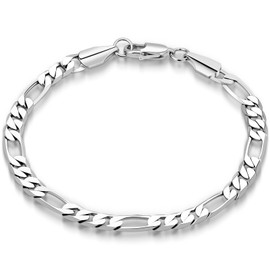 LuxGoth Stainless Steel Figaro Link Chain Bracelet Italian Diamond-Cut Figaro Chain Bracelet for Women Men(6.5,7, 7.5, 8 Inches) GTS-B1B45066