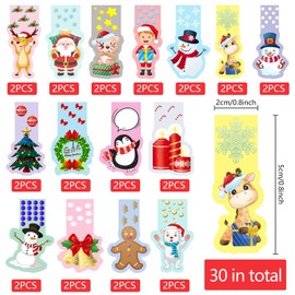 Christmas Bookmarks, Pack of 30 MMagnetic Bookmarks, Children, Christmas Magnetic Bookmark, Cute Bookmark Clips with Snowman, Christmas Tree, Reindeer, Christmas Gifts (C)