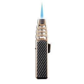 Navpeak Powerful Torch Lighter Stright Blue Flame Solar Beam Torch Lockable Windproof Jet Torch Refillable for Baking Kitchen Cook BBQ Candle Camping (Butane Not Included) (Black)