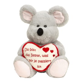 Lifestyle & More Cuddly Toy Mouse with Heart Du bist das Beste 30 cm Large Plush Mouse Plush Bear Velvety Soft