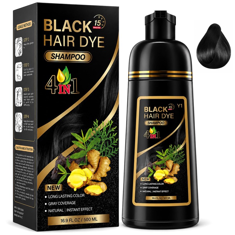 Hair Dye Shampoo 4 en 1 Fórmula Suave Ingredientes Naturales