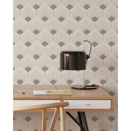 Coloritto Beige Retro Art Peel and Stick Wallpaper | Removable Self Adhesive Floral Pattern | Boho Wallpaper | Wall Art Wallpaper (1 roll 24" W x 72" H)