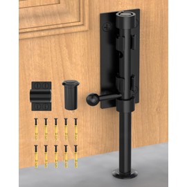 7.7" Barrel Bolt Latch, Heavy Duty Slide Bolt Gate Latch, SUS304 Stainless Steel Thickened Metal Gate Locks for Outdoor Fence, Shed, Wooden Gate, Barn, Patio, Courtyard (Black - 1pc)