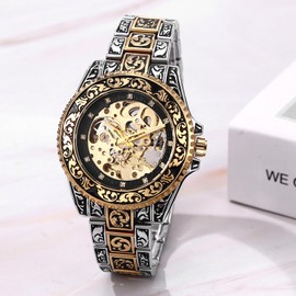 Steampunk Wristwatch, Cool Men's: Fashion, Luxury, Automatic, Popular, Perfect as a Present, Stainless Steel, Restored, Classic, Gift, Father's Day, Anniversary, Birthday, Celebration - Gold, gold