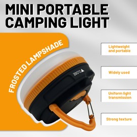 Portable LED Camping Lantern, Collapsible with Carabiner Hook in Eye-Catching Black and Orange – Your Go-to Gear for Nighttime Fun! Adventure Ready！ (AAA-4)
