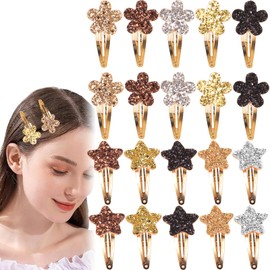 20Pcs Hair Clip, Star & Flower Cute Barrettes Metal Snap Hair Style Clips Sparkly Y2k Accessories Fine Thick Hair Accessories for Girls Teens Women Party