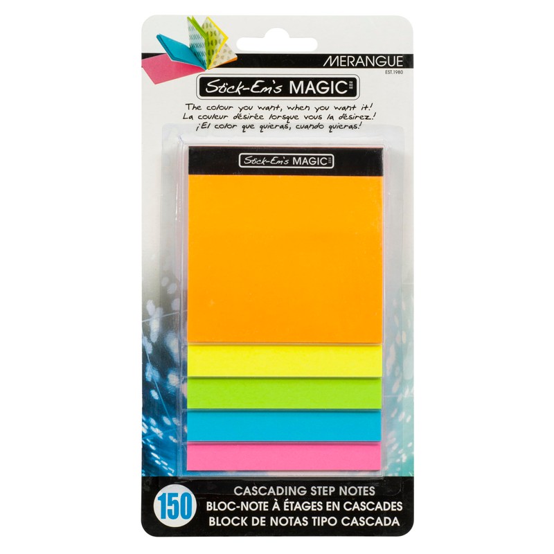 Merangue Cascading Step Sticky Notes, Multi-Size, 30 Sheets/Pad, 5 Pads,