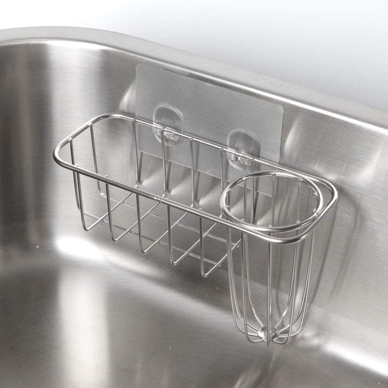 HULISEN 3-in-1 Sponge Holder for Kitchen Sink with Dish Brush