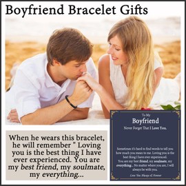 EPVID Boyfriend Gifts, Tiger Eye Beaded Bracelet Gift for Him, Best Valentines Gifts for Boyfriend, Ideal Birthday Presents for Men on Valentines Day Anniversary Christmas