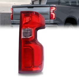 JFN LED Tail Lights Taillights Assembly for 2019-2024 Chevy Silverado 1500 2500HD 3500HD, Red Rear Brake Signal Plate Tail Lamp Replacement (Passenger Side（Right）)
