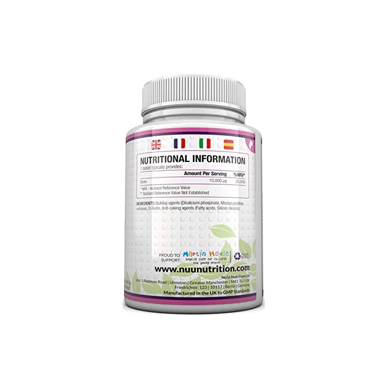 Biotin Hair Growth Supplement - 365 Vegan Tablets (Full Year