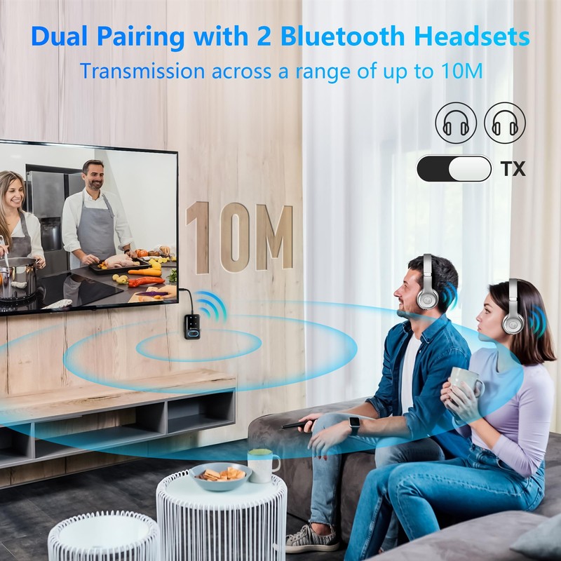 Bluetooth 5.3 Transmitter Adapter for Airplane 2-in-1 Wireless Bluetooth Audio