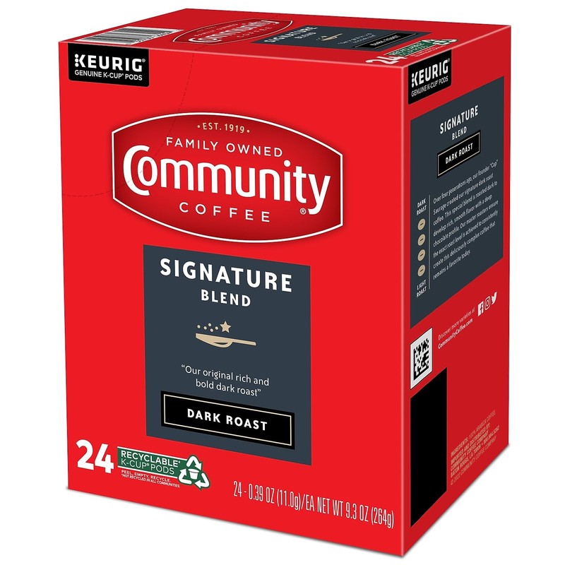Community Coffee Signature Blend 24 Count Coffee Pods, Dark Roast,