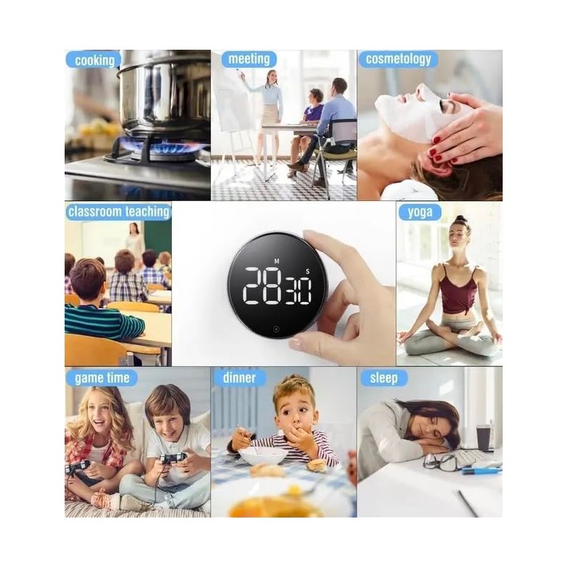 Stylish Digital Kitchen Timer with Large Clear Display - Magnetic