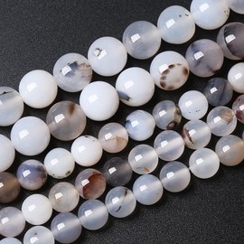90 abalorio de piedra de ágata blanca de sardonyx natural de 4 mm para hacer joyas, pulseras, collares, accesorios de 15 pulgadas, abalorio de piedra de energía curativa (Sardyx, ágata blanca de 4 mm)