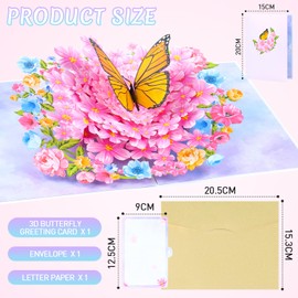 Ghope 3D Pop Up Card Butterflies on Flowers with Envelope, Birthday Card Pop Up Greeting Cards - 3D Butterfly Card for Wife, Girlfriend & Mother (Get Soon, Thank You, Anniversary)