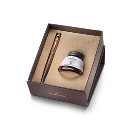 Sheaffer 100 Fountain Pen, Coffee Edition Matt Brown with Regal Brown PVD Trims and Coffee Scented Bottled Ink