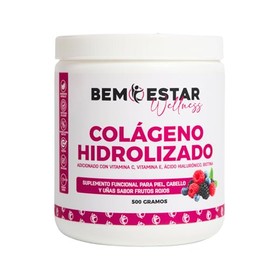 Colágeno Hidrolizado Ácido Hialurónico Vitamina Biotina 500 Porciones Sabor Frutos Rojos Azúcar Bemestar Wellness