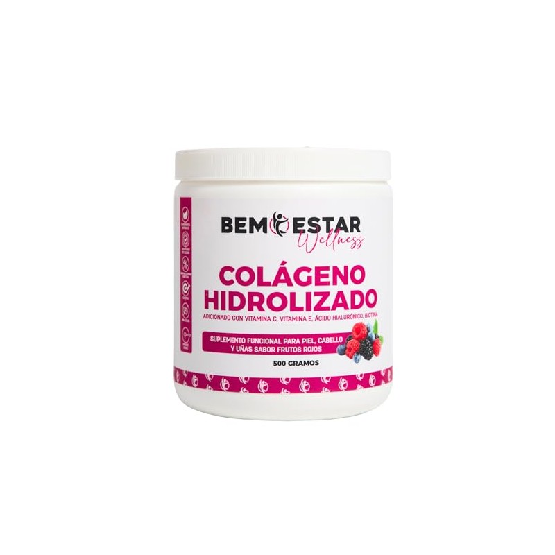 Colágeno Hidrolizado Ácido Hialurónico Vitamina Biotina 500 Porciones Sabor Frutos