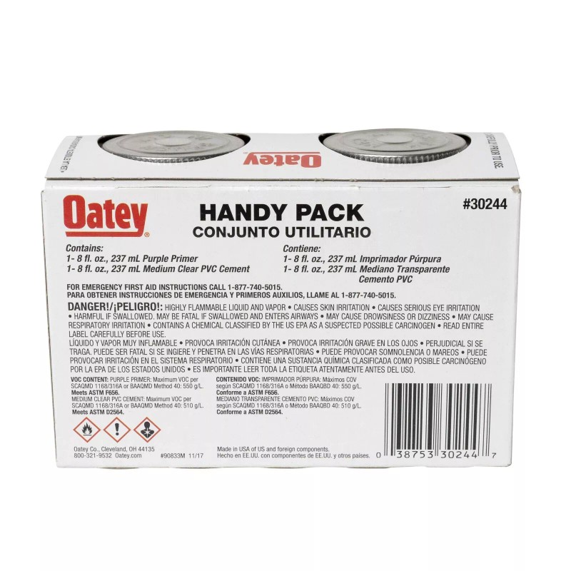 Oatey 30244 8 oz. Medium Clear PVC Cement / 8