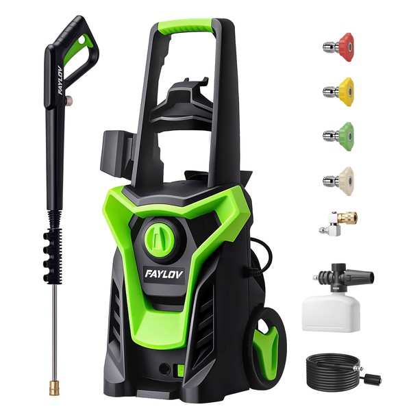 FAYLOV Electric Pressure Washer, Power Washer with 4 Different Nozzles