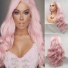 AFBeauty Pink Front Lace Wig long wave heat resistant fiber