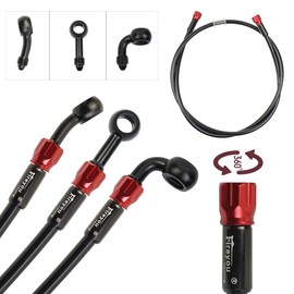 Motorcycle Hydraulic Brake Line Oil Hose Pipe Fitting Oil Brake Tube Stainless Steel Braided 400-2400mm for ATV Dirt Pit Street Racing Bike (2000mm)