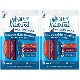 Wholehearted Squeezable Puree Cat Treat (Chicken, Tuna & Salmon, 8-0.5 oz Tubes)