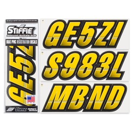 STIFFIE Techtron Yellow/Black 3" DOT Decal Kit Registration Numbers Vinyl Lettering Semi Truck Tractor Trailer Decals
