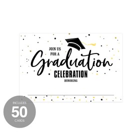 Graduation Celebration Fill In Invitation Postcards / 50 Blank Graduate Event Mailing Postcards/High School Graduation Announcements / 4" x 6" College Grad Party Flat Note Card Invites