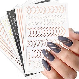 Pegatinas de línea de uñas, DIY Metallic Nail Pegatinas Autoadhesivos de Uñas Línea Arte Tiras Cinta DIY Nail Art Art Decoraciones
