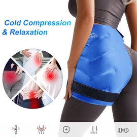 Atsuwell Extra Large Hip Ice Pack Wrap, Reusable Gel Ice Packs for Hip, Soft Plush Lined Cold Compress for Back, Thigh, Leg, Flexible Hip Ice Wrap for Care Package, 2 Packs