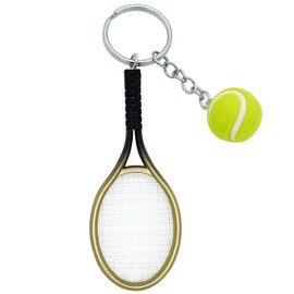 Moydolo Cute Mini Tennis Racket Keychain Key Chain Charm with Tennis Ball Key Ring Pendant
