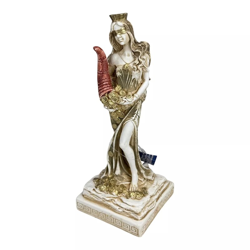 Goddess Fortune Tyche Luck Fortuna Hard Plaster Statue Sculpture 8.65